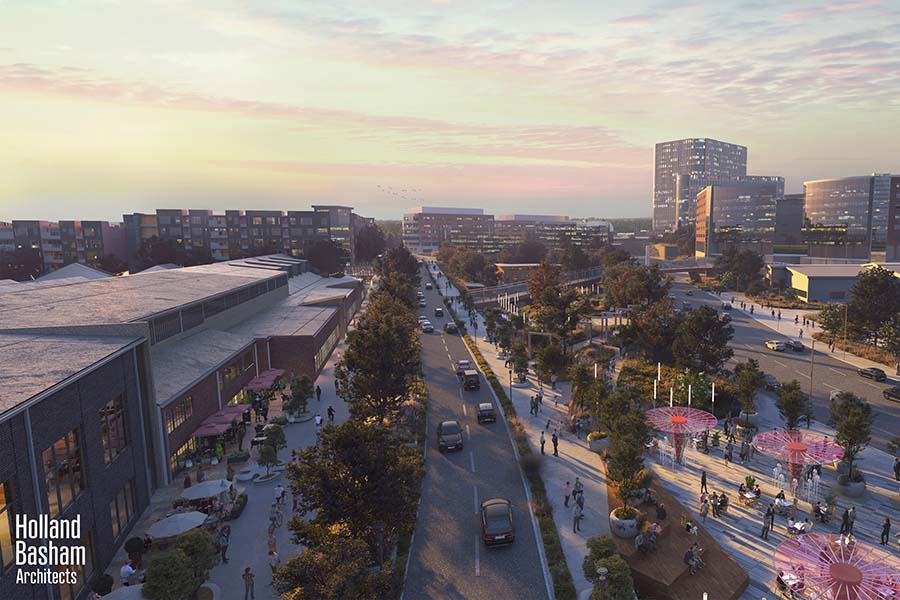 Rendering of the EDGE District looking north up 46th St.