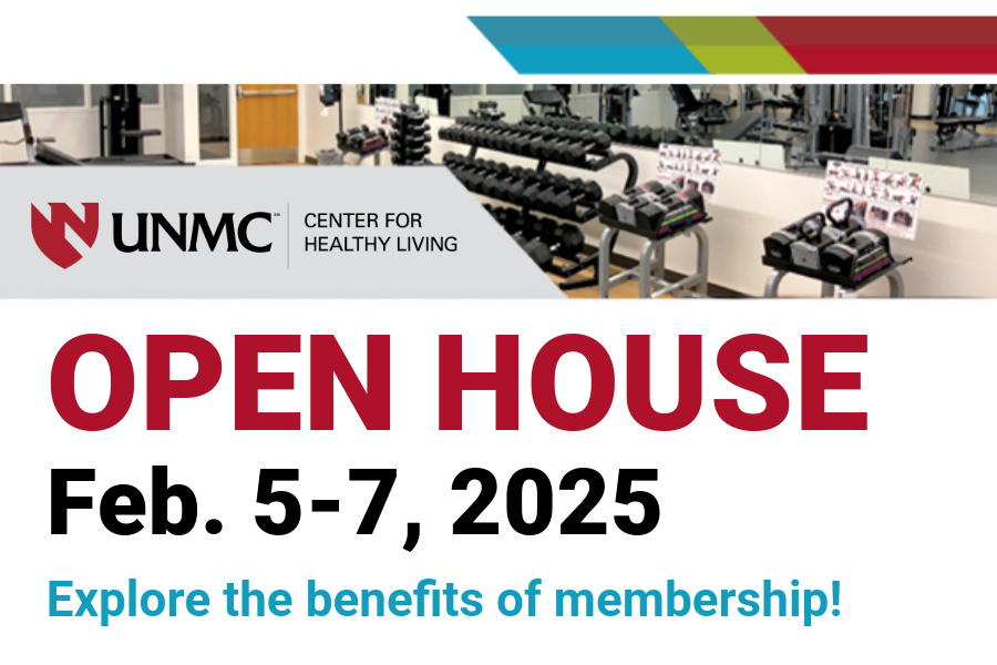 weight room with text that says open house Feb 5-7, explore the benefits of membership