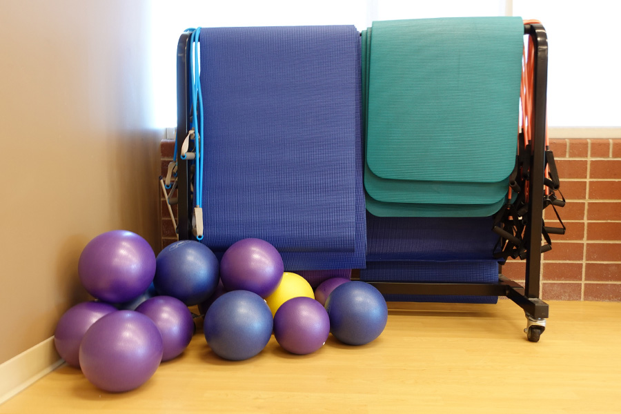 Equipment available to Engage Wellness members during group movement classes.