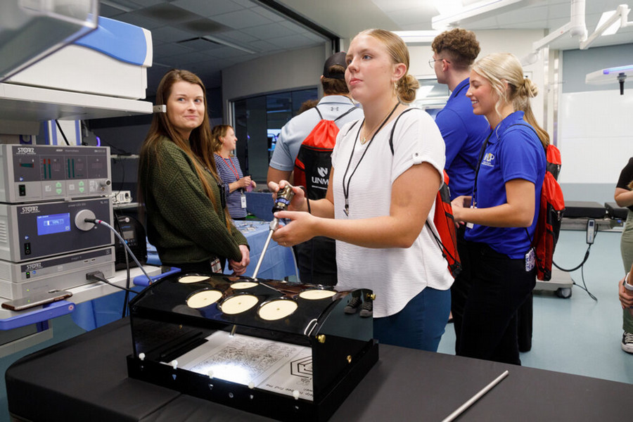 UNMC pathways program students visited the Omaha campus Oct. 7, including tours of the health care simulation capabilities at the Davis Global Center.