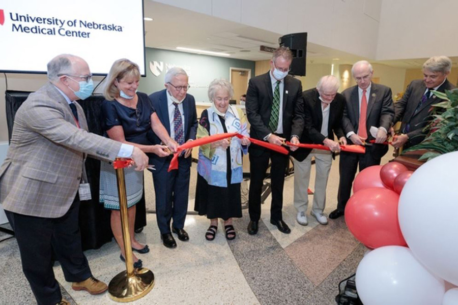 The ribbon-cutting ceremony at the opening event of the Frederick F. Paustian IBD Center in August 2022.