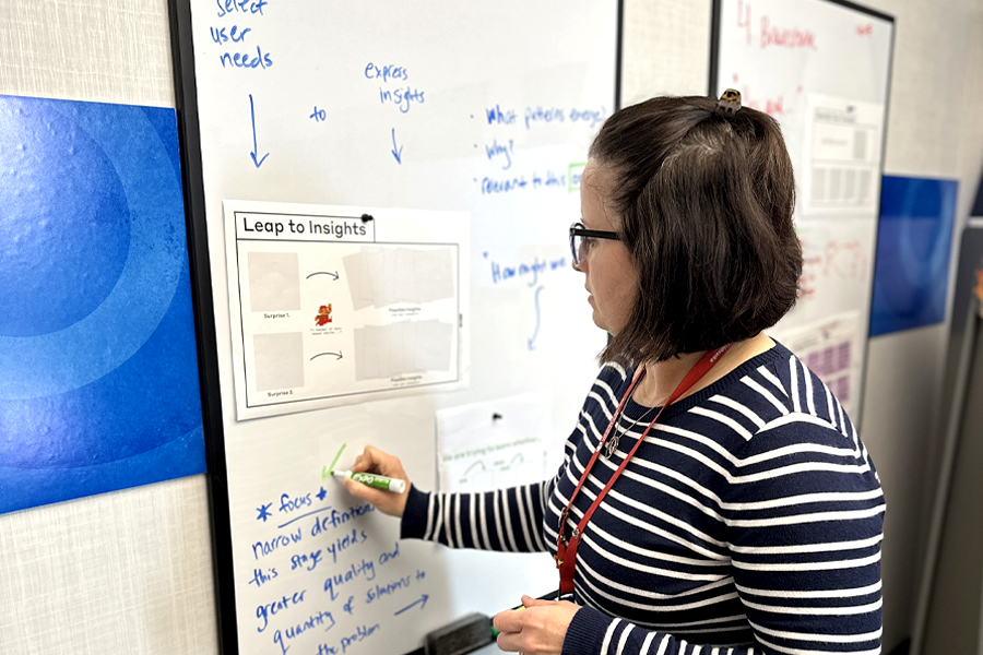 UNMC faculty using a whiteboard in the Design Hub