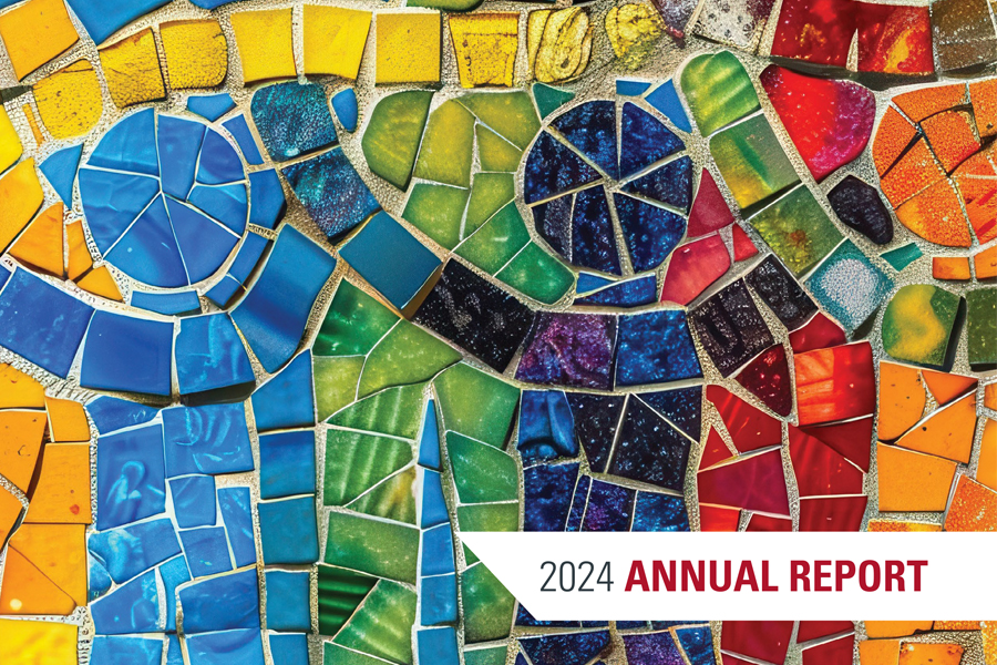 2024 Annual Report cover - a colorful tile mosaic of three human figures.