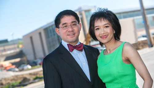 Quan Dong Nguyen, M.D., and his wife, Diana Do, M.D. Dr. Nguyen is the chairman of ophthalmology and visual sciences and director of the Truhlsen Eye Institute. Dr. Do
is vice chairwoman for education, director of residency training and director of the Carl Camras Center for Innovative Clinical Trials in Ophthalmology.
