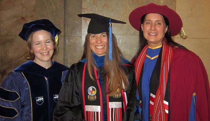 Regina Robbins, Ph.D., at center with mentors Melissa Tibbits, Ph.D., left and Michele Desmarais, Ph.D., right..
