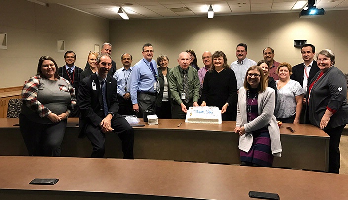 Members of the College of Medicine curriculum redesign team had a cake party on Nov. 30 to celebrate their progress.