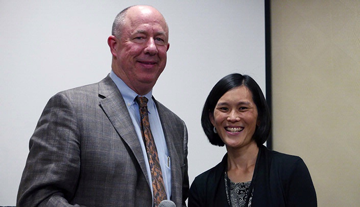 William Lyons, MD, Division of Geriatrics and Gerontology, received the LeeRoy Meyer Award from Carolyn Manhart, MD