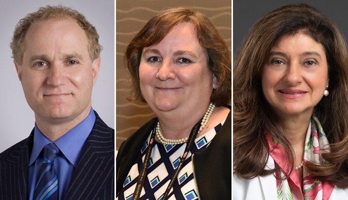 Three new department chairs have started at UNMC. They include (left-right): Ronald Krueger, MD, ophthalmology and visual sciences; Merry Lindsey, PhD, cellular/integrative physiology; and Anna Spagnoli, MD, pediatrics