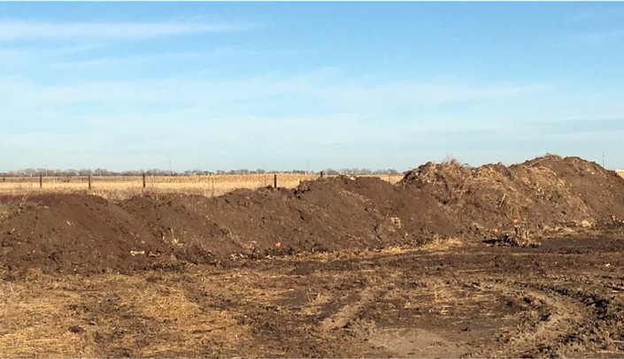 For routine management of animal carcasses, the carcasses are usually composted in a windrow (shown in photo).
