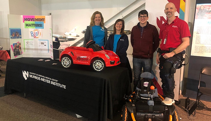 Members of the MMI Department of Physical Therapy, including Joanie Bergeron, Amy Beyersdorf, Jamie Gehringer, Ph.D., and Brad Corr, D.P.T., attended the Nebraska Robotics Expo on Feb. 22.