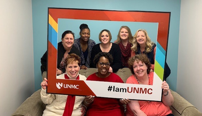 The Administrative Professionals Day Planning Committee, from left: back row, Julie Mack, Perris Scott, Melissa Horton, Co-Chair Catherine Hughes-Rose, Gwen Porter; front row, Deanna Hansen, Giovanni Jones, Lisa Allen.