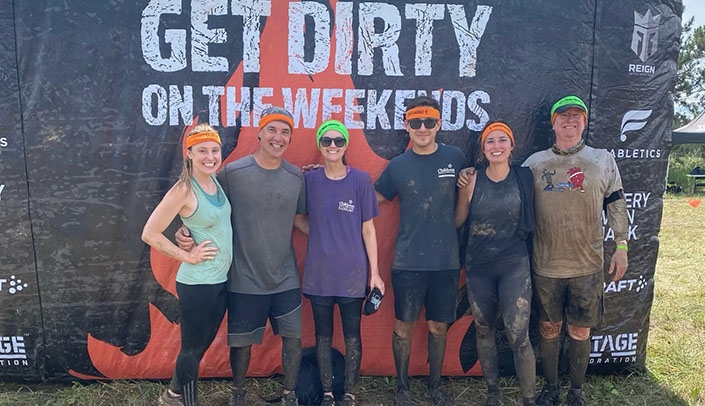 The Tough Mudder team, left to right: Kara Stout, DO, Larry Jepsen, Taylor Kozlowski, Noah Wright, Jess Anderson and Ed O'Leary, MD.