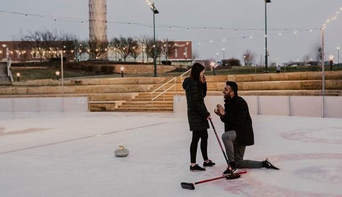 The magic moment: Haydar Hasan asks Kaitlyn Stava to marry him. (Photo courtesy Allison Klein)