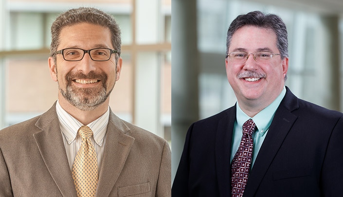 From left, Andre Kalil, MD, and Justin Mott, MD, PhD