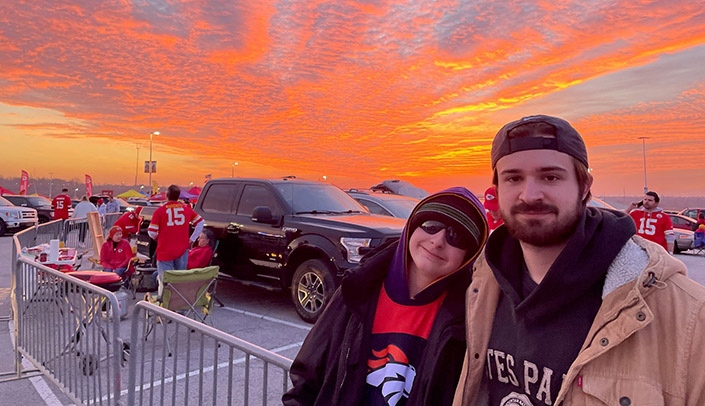Tom and his brother Joe headed to a Kansas City Chiefs-Denver Broncos game.