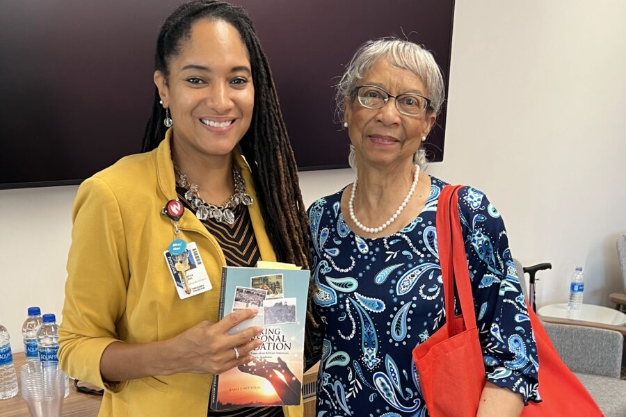 Sheritta Strong&comma; MD&comma; assistant vice chancellor of inclusion for UNMC&comma; and Anece McCloud&comma; author and UNMC’s first minority student affairs officer