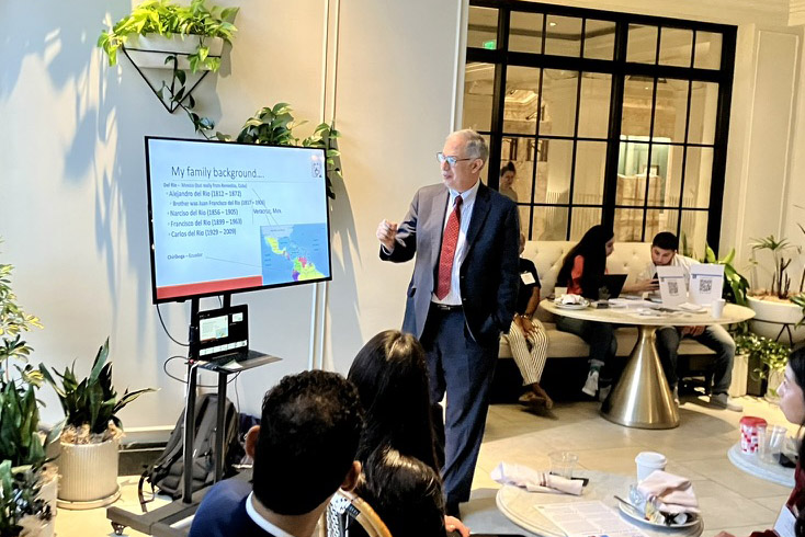 Carlos Del Río&comma; MD&comma; president of the Infectious Diseases Society of America&comma; meets with members of the NHMA Nebraska Chapter and students during Hispanic Heritage Month