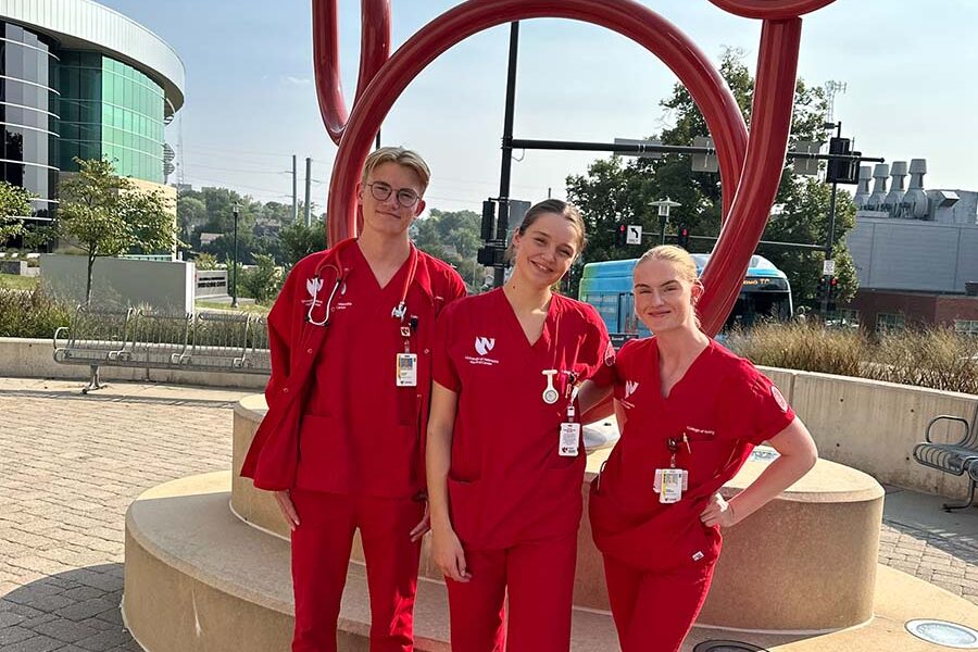 Vegard Valen&comma; Annikken Olsen and Cecilie Hornburg traveled to Omaha from Norway to spend the semester in the undergraduate program at UNMC College of Nursing&period;