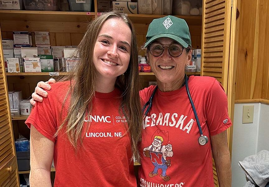 Savannah Peddicord&comma; a BSN student at UNMC College of Nursing&comma; completed a summer internship at Brant Lake Camp in New York&period; She is pictured with UNMC Alum Beth Bernstein&comma; PhD&comma; the camp&apos;s medical director&period;