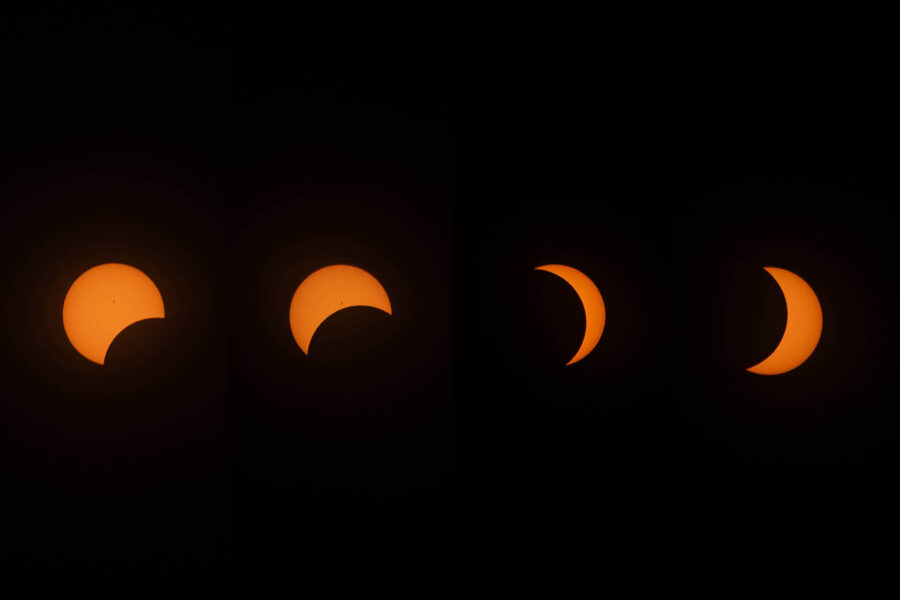 Four images of Monday&apos;s solar eclipse&comma; as captured by UNMC&apos;s Rich Watson