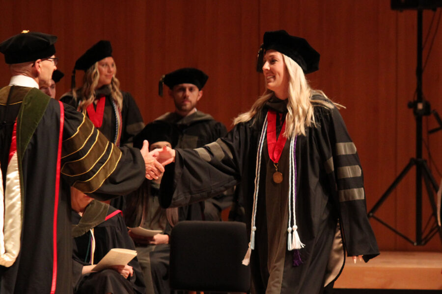 Lindsey Tjards at the UNMC College of Pharmacy convocation held Friday&comma; May 3 at the Holland Performing Arts Center