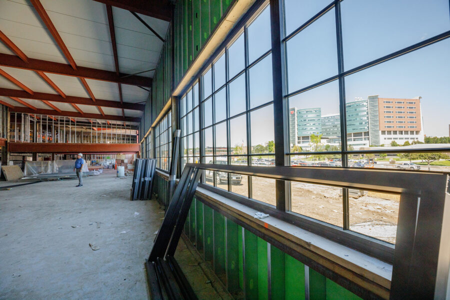 This is the view from the first floor of the Catalyst building looking out at the main UNMC campus&period; 