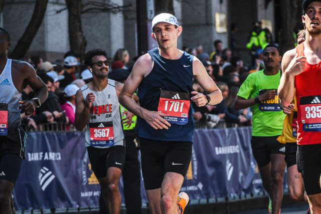 Colby Carr at the Boston Marathon &lpar;Photos courtesy MarathonFoto&rpar;