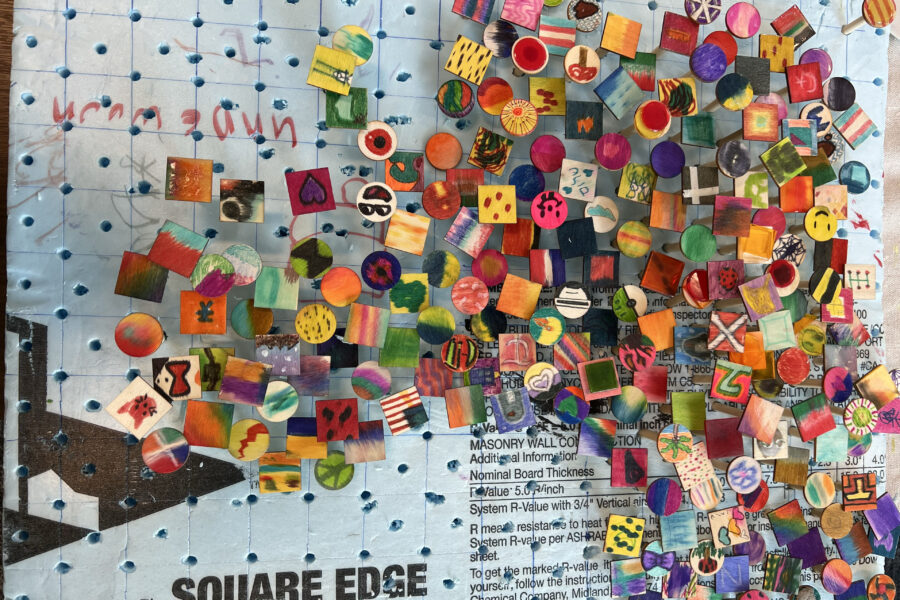 Mini wooden tiles&comma; decorated by community members&comma; make up the latest public art project at the Munroe-Meyer Institute&period;