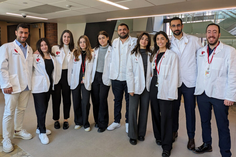 Pharmacy students from Lebanese American University recently completed clinical rotations at UNMC through a partnership with the UNMC College of Pharmacy&period; From left&comma; Blanchard Halak&comma; Amanie Horkoss&comma; Nagham Badr&comma; Lea Abdallah&comma; Maria Merhej&comma; Mourad Mourad&comma; Nadine Haidar&comma; Maria Chrabieh&comma; Malkon George Malkon and Jad Nehme&period;