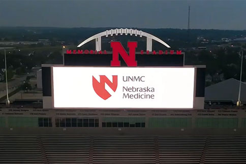 Husker digital board at Memorial Stadium