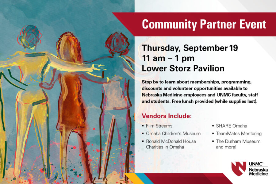 Graphic promoting the community partner fair