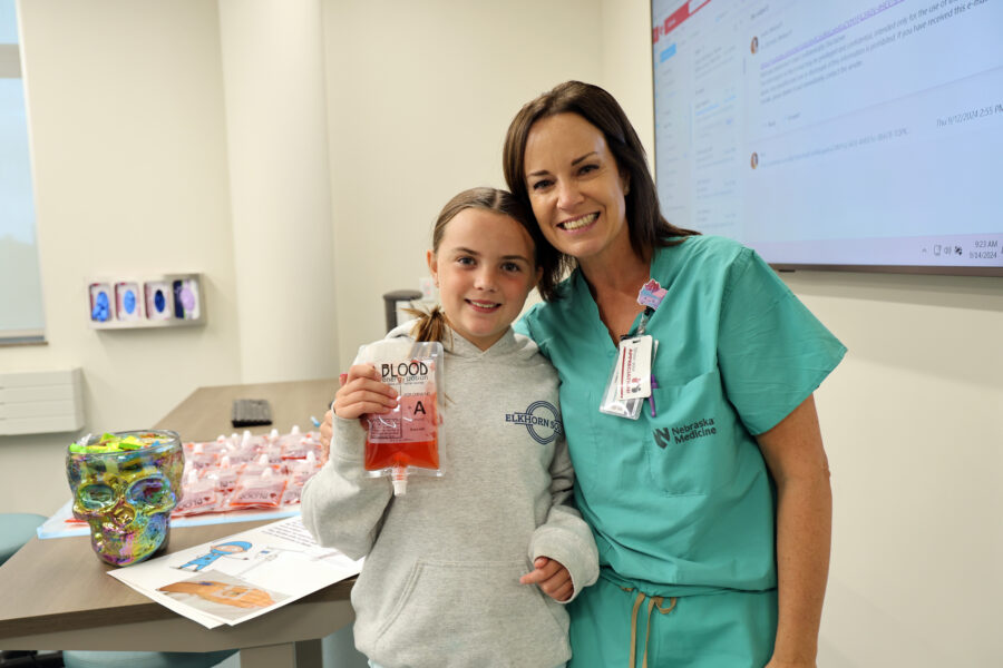 CRNA Melissa Smith served juice in "blood bags" at the IV station&period;