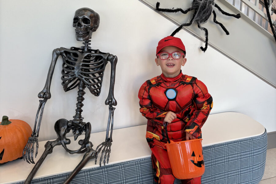 Garrett Palmer&comma; 4&comma; poses for a photo during MMI&apos;s Trick or Treat event&period;