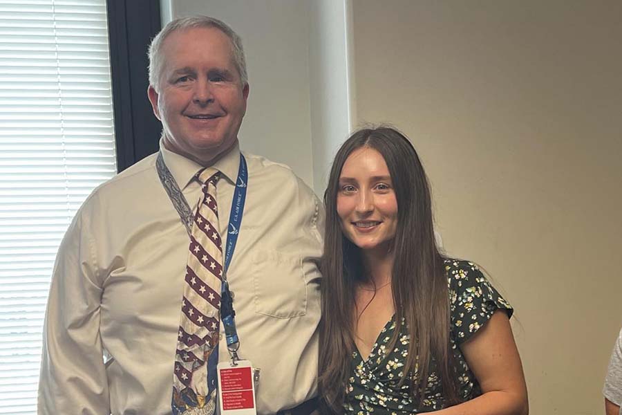 Olivia Ball&comma; pictured with Rober Laws&comma; VA-STEP program manager&comma; completed the 10-week program that provided insight into VA healthcare&period;