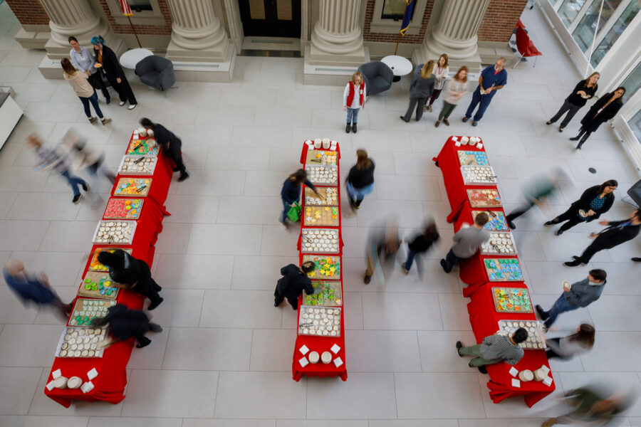 A look at the cookie festivities from the balcony overlooking the Wigton Heritage Center atrium&period;