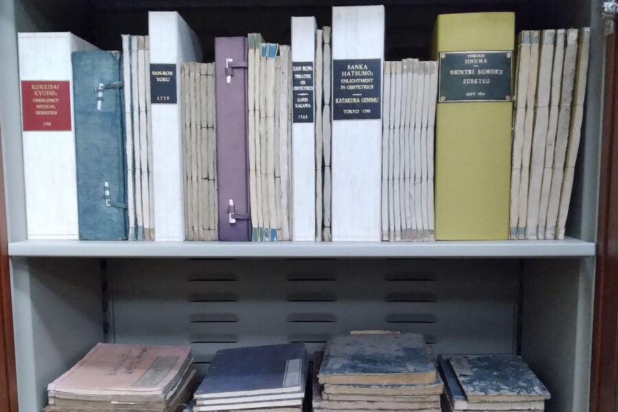 Book volumes in the rare book collection