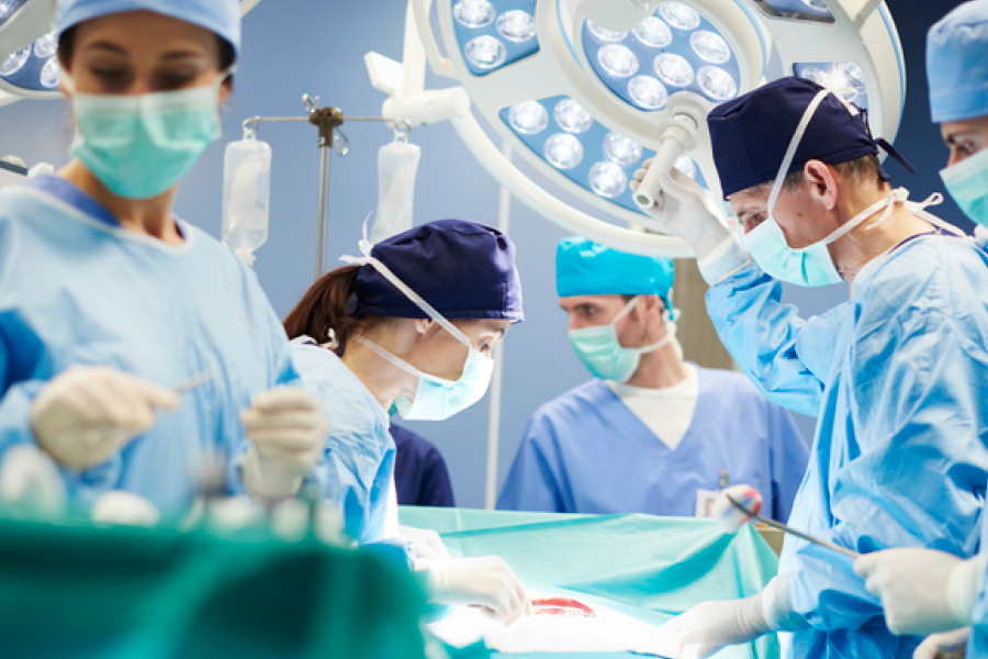 A transplant team in the operating room