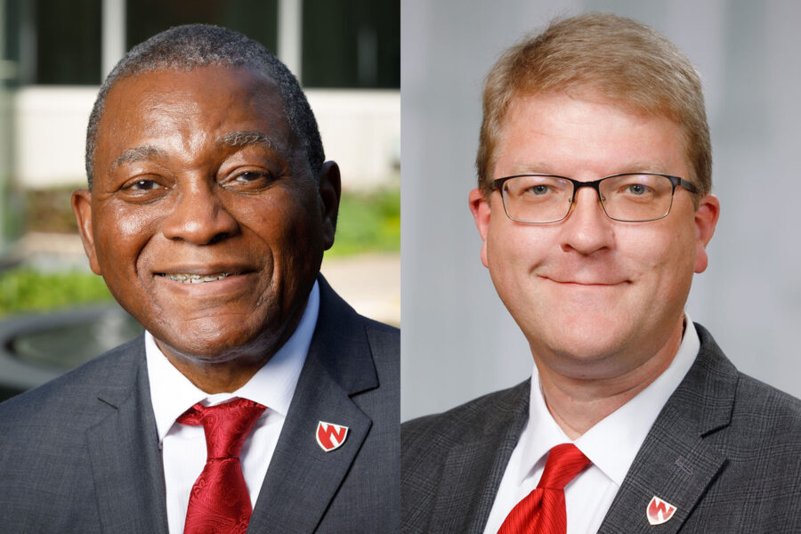 UNMC Interim Chancellor H&period; Dele Davies&comma; MD&comma; and Phil Covington&comma; EdD&comma; associate vice chancellor for student success