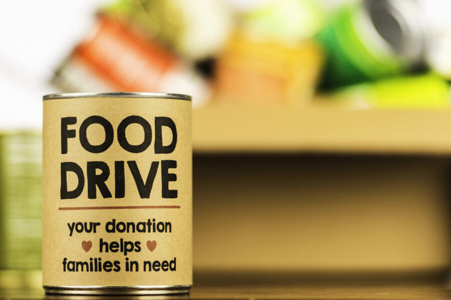 A donated can of food to promote the med center food drive