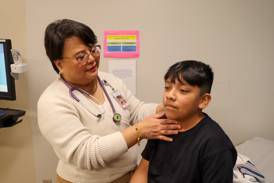 Physician examining patient