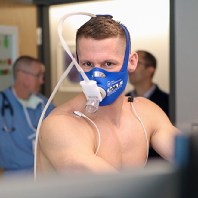 man on treadmill during Adult Congenital Heart Disease test