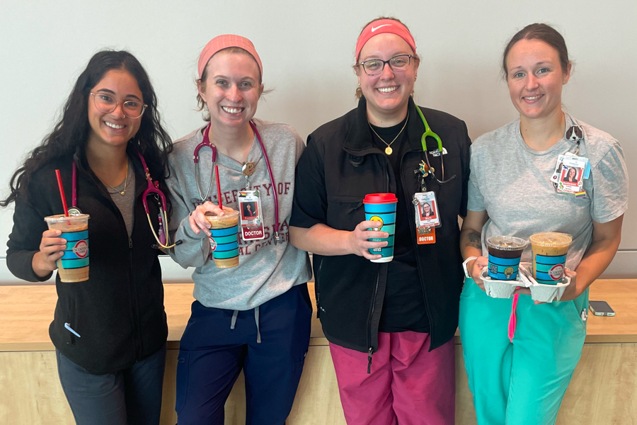 residents standing together in the hospital