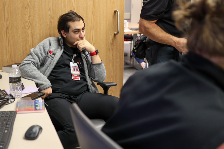 resident sitting at a desk