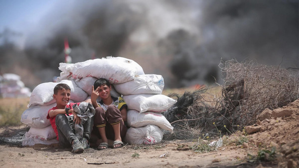 Two children in Gaza.