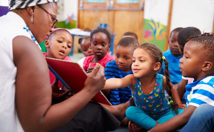 Group of children at a lesson.