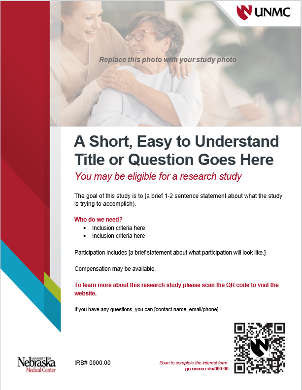 Image of UNMC branding flyer for recruiting for clinical trials